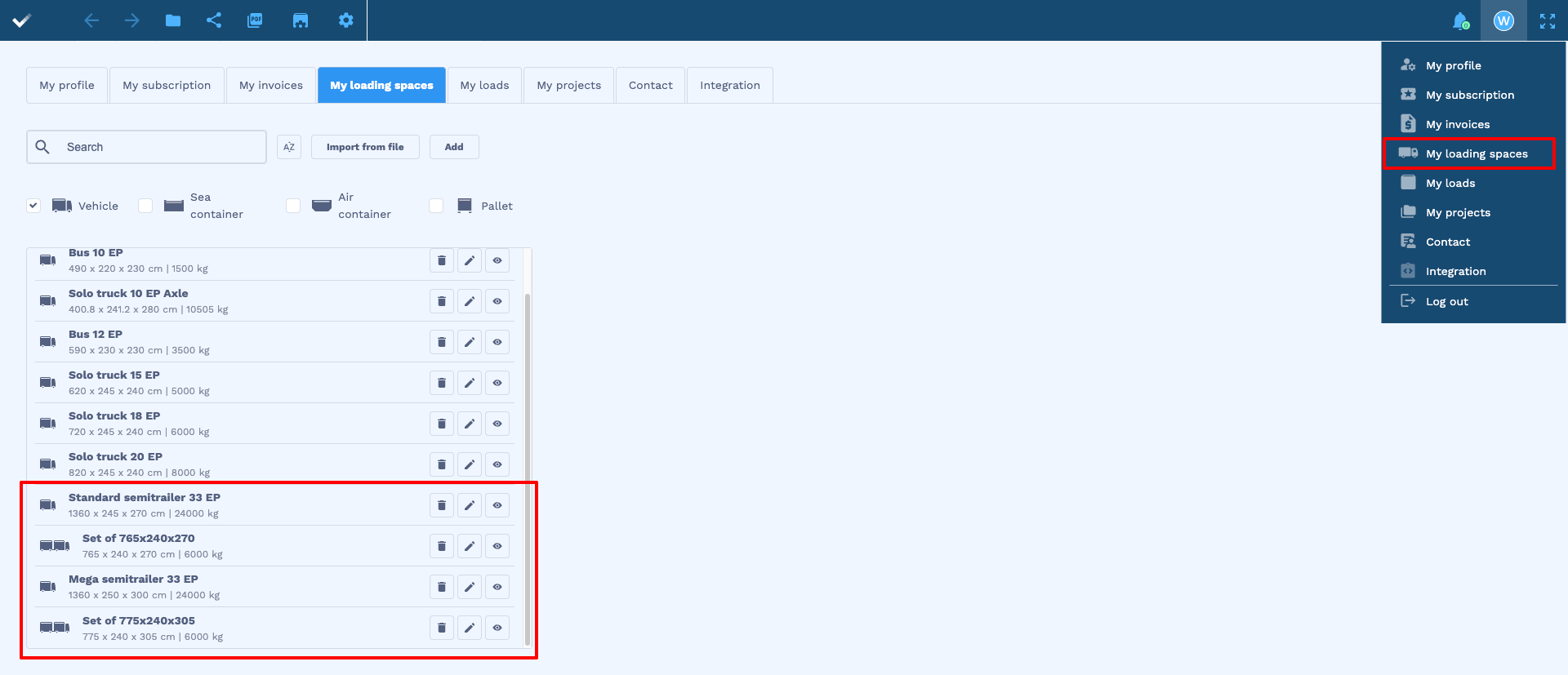 The user can deselect the spaces that the algorithm should not take into account (the crossed-out eye icon - see the example at the bottom of the list below)