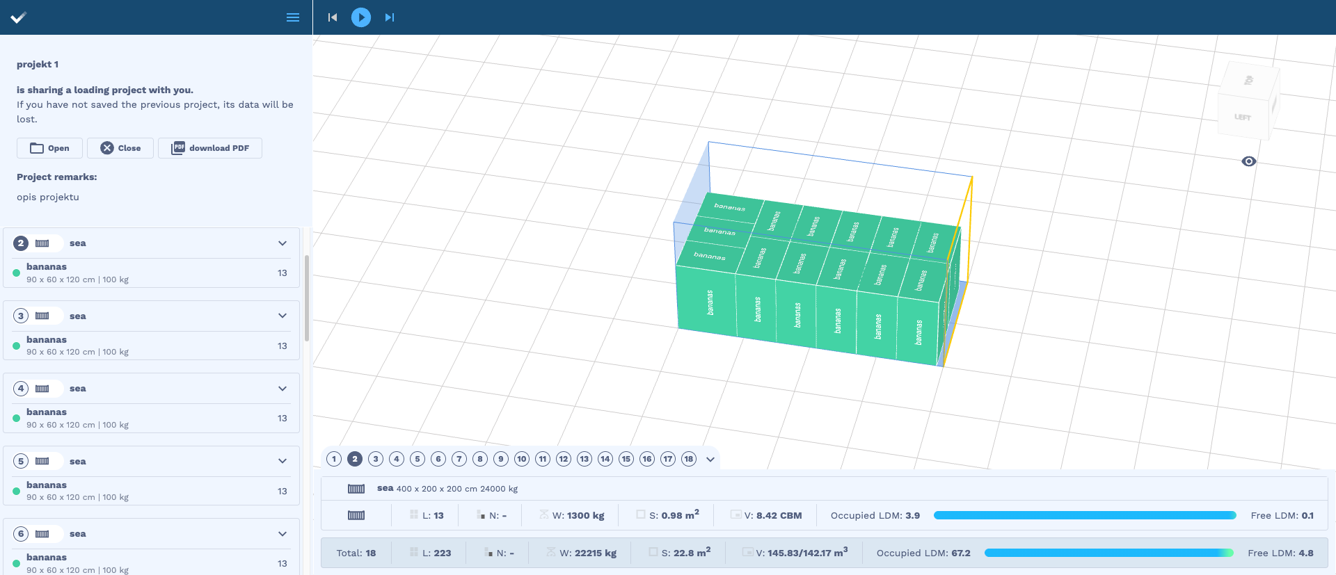 Fig. shows the cargo arrangement in spaces no. 2-17