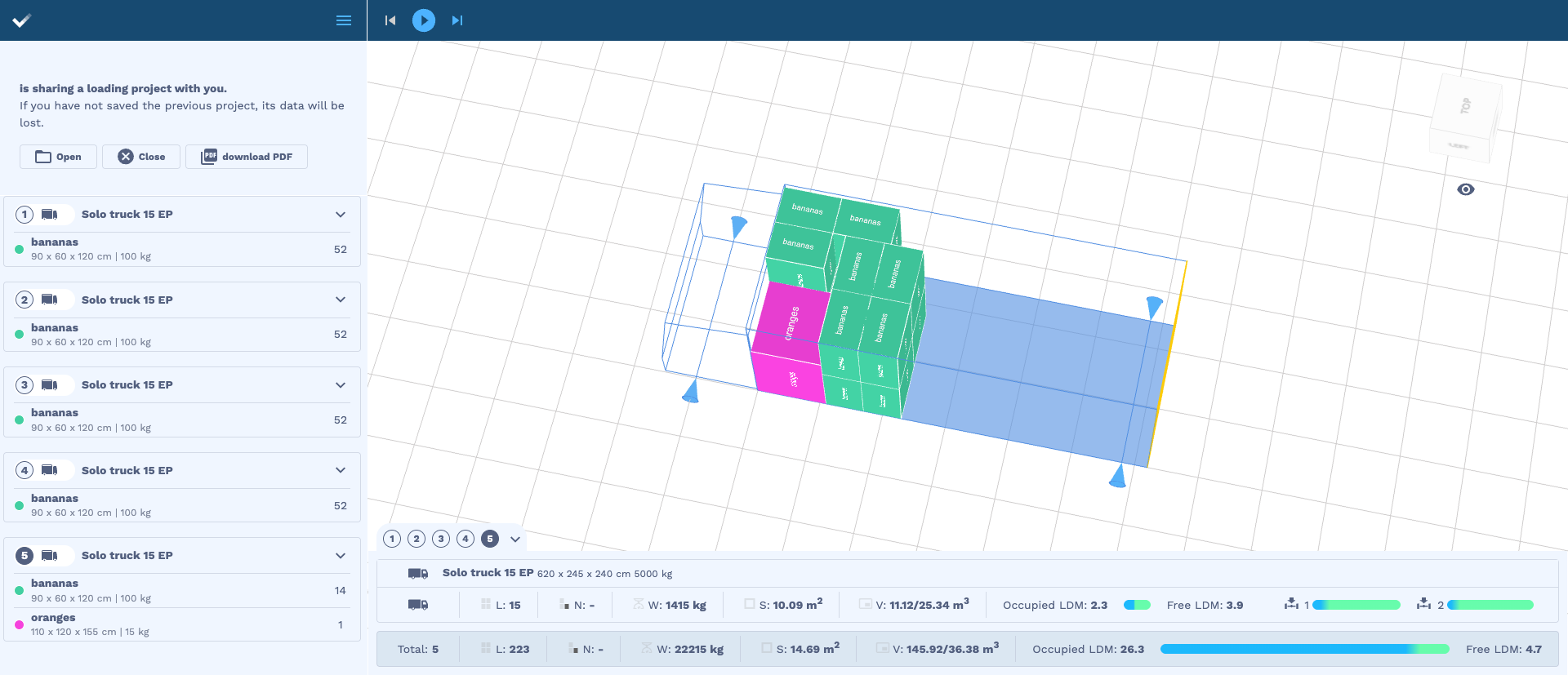 Fig. shows the cargo arrangement in space no. 5