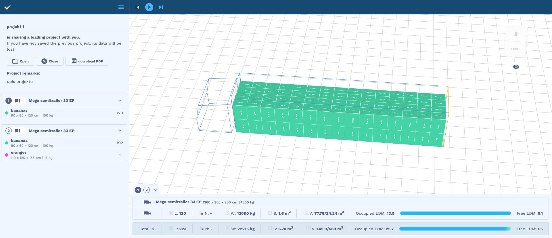 Fig. shows the cargo arrangement in space no. 1