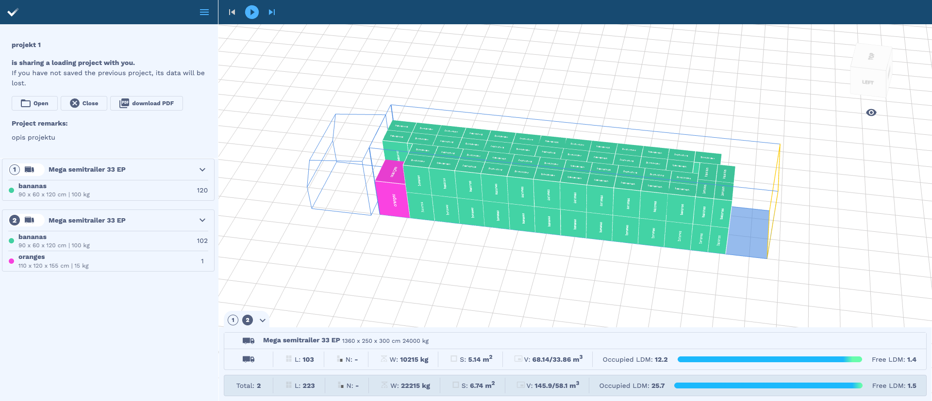 Fig. shows the cargo arrangement in space no. 2